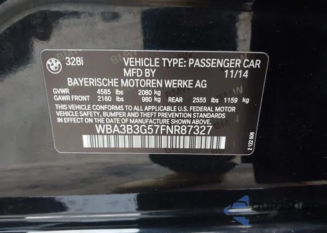 2015 BMW 328I xDrive from USA, damaged, VIN WBA3B3G57FNR87327